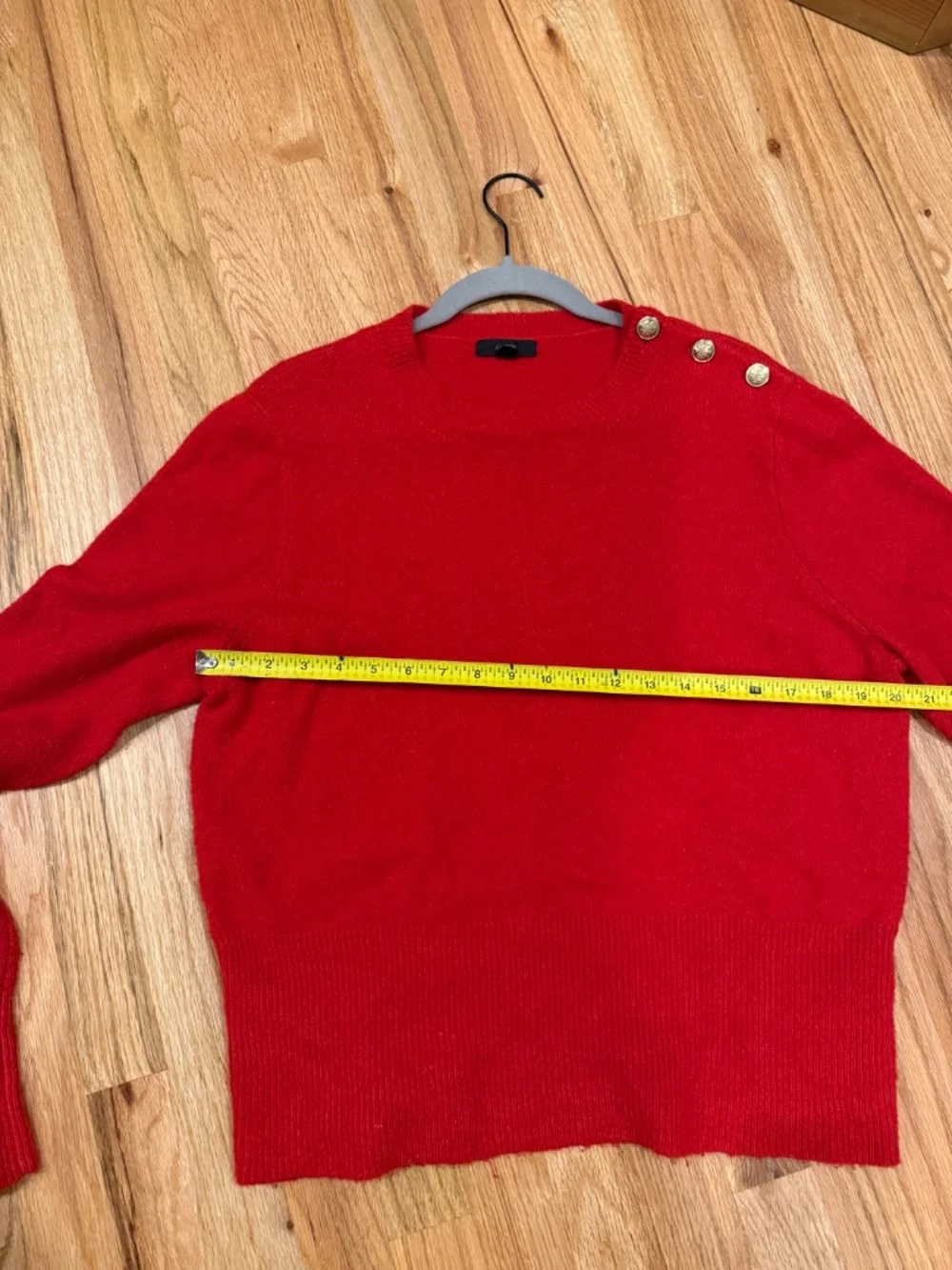J Crew Crewneck Red sweater with shoulder buttons Size XL